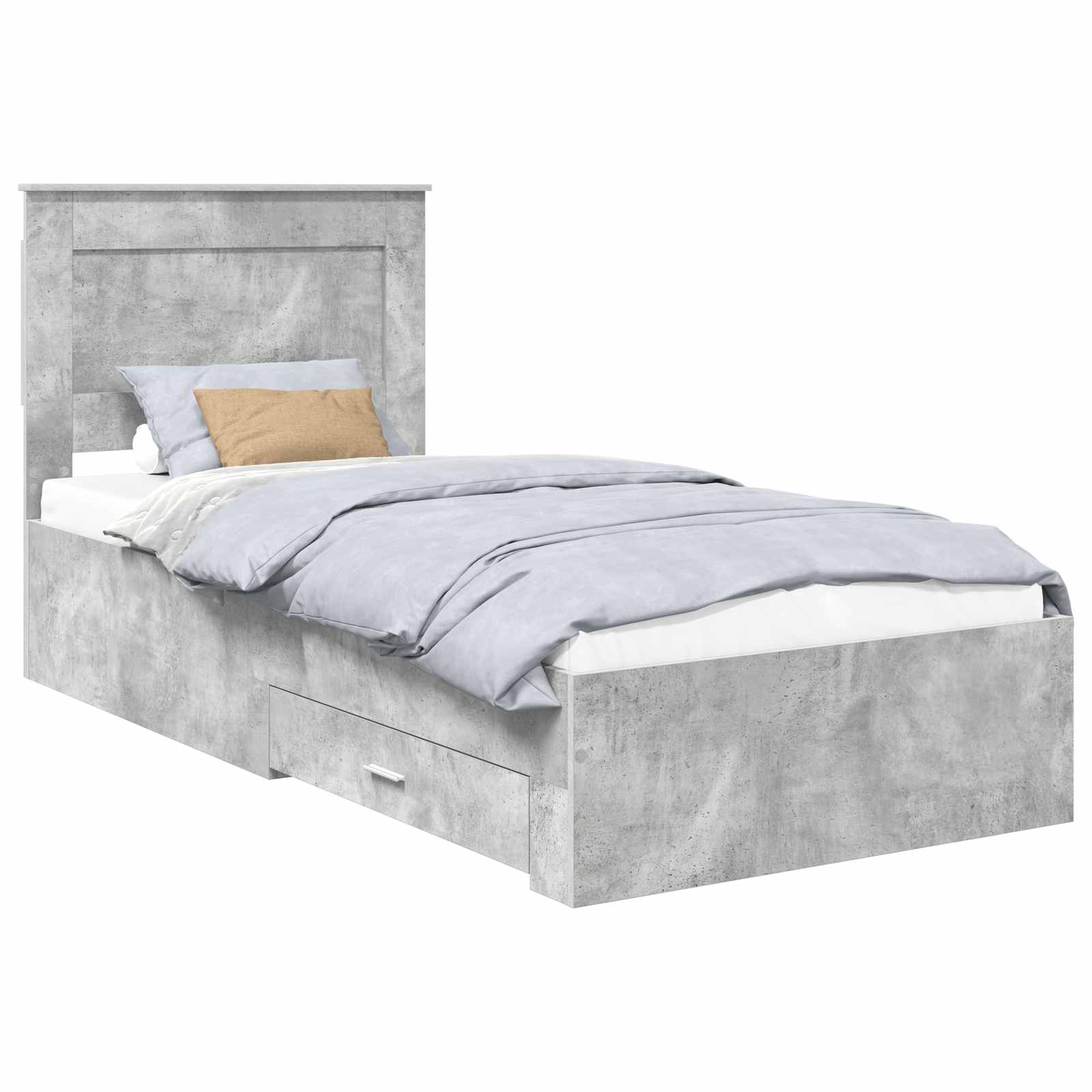 Sängram med låda Betonggrå 90 x 190 cm Konstruerat trä