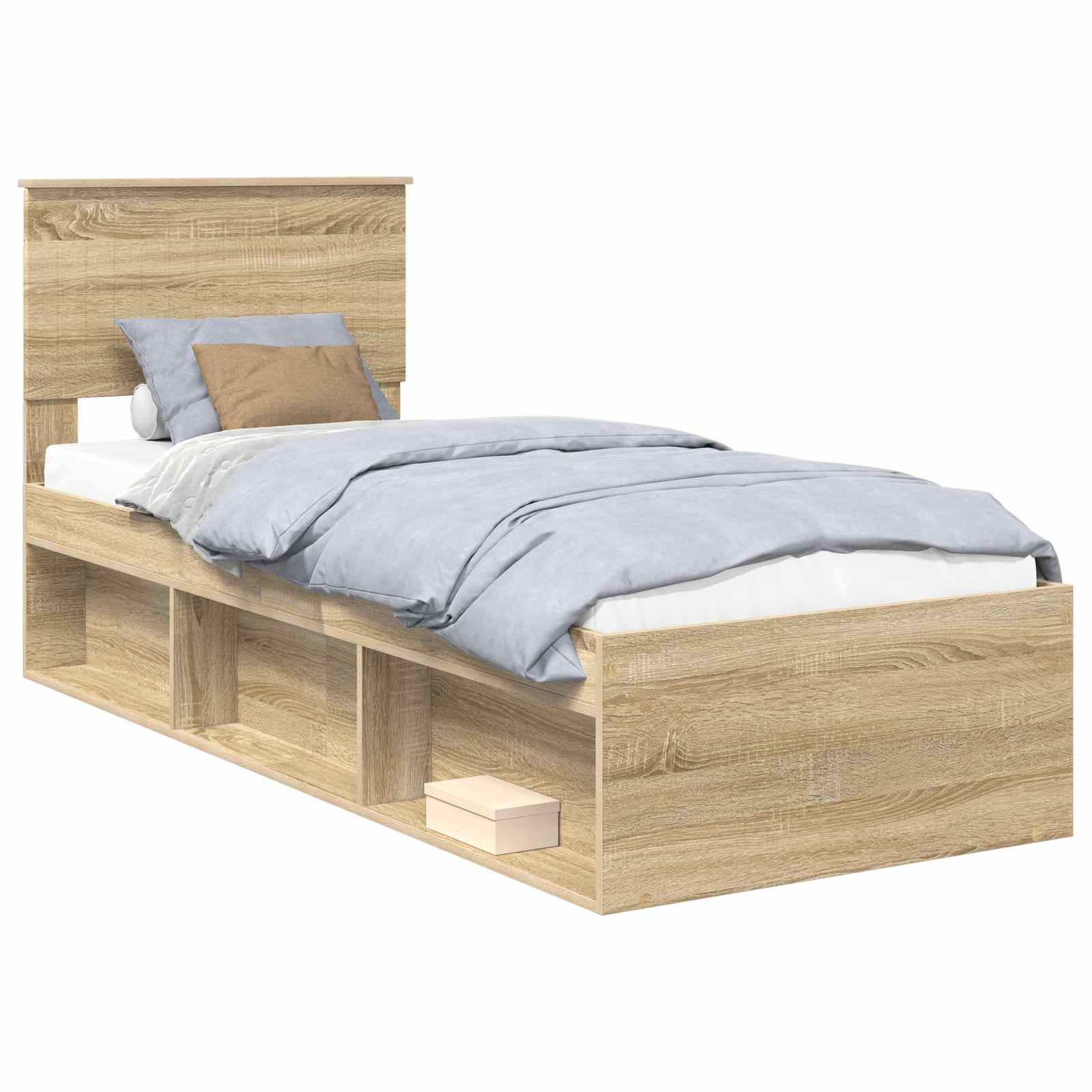 Sängram med huvudgavel Sonoma-ek 75 x 190 cm Massiv furu