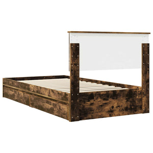 Förvaringssäng med låda Rökt ek 100 x 200 cm Konstruerat trä