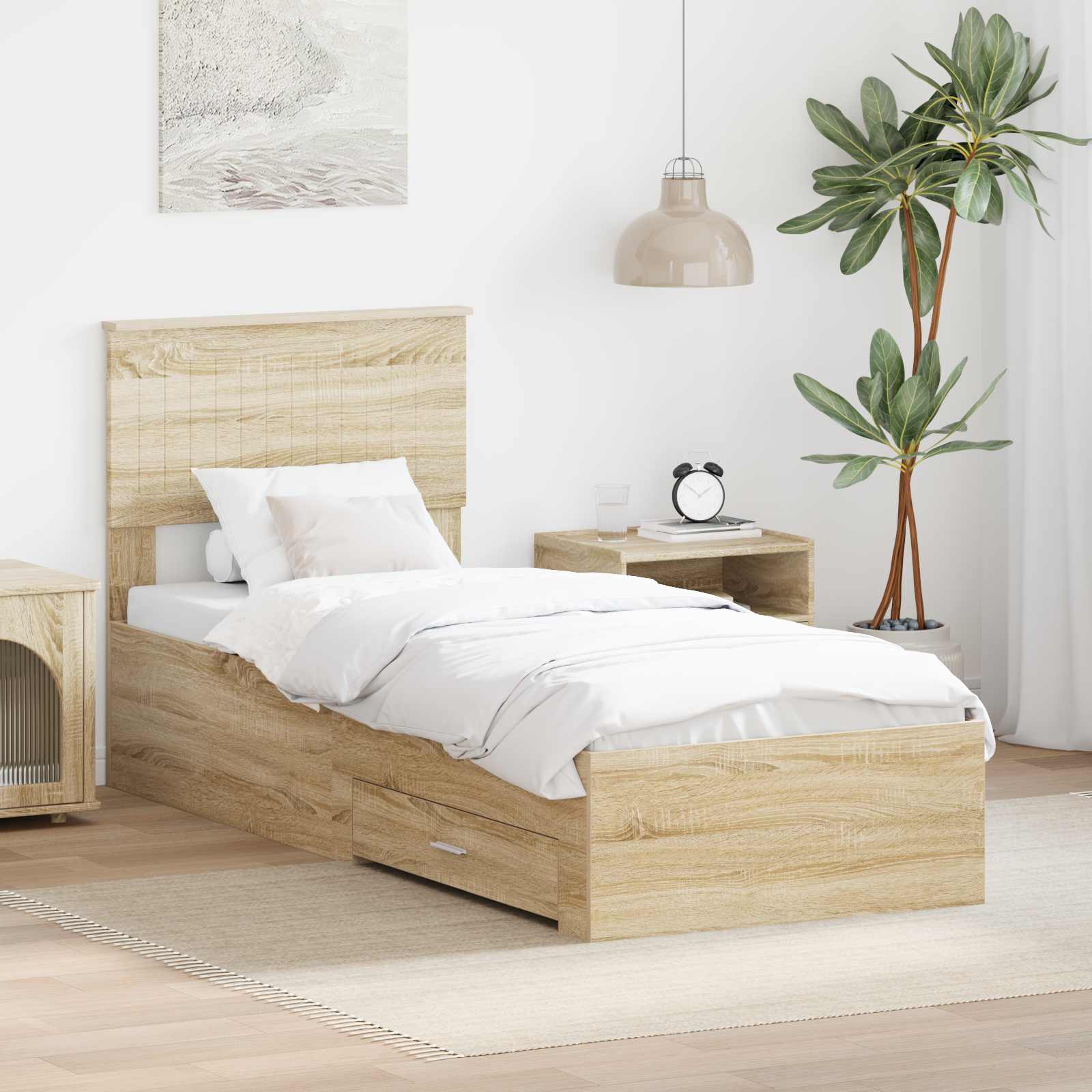 Sängram Sonoma Ek och Silver 75 x 190 cm Konstruerat trä
