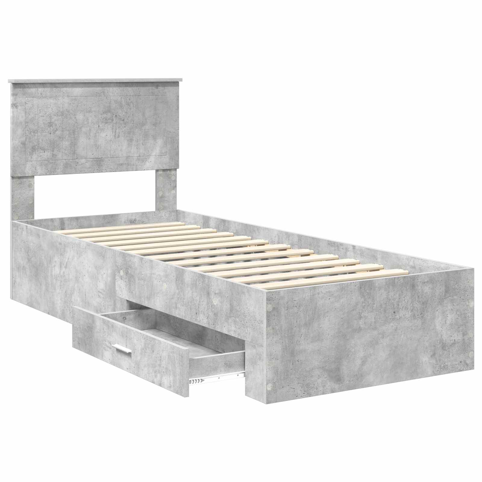 Sängram Betong Grå och Silver 75 x 190 cm Konstruerat trä