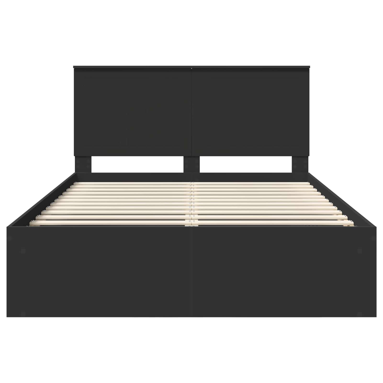 Sängram med huvudgavel Svart 140 x 200 cm Massiv furu
