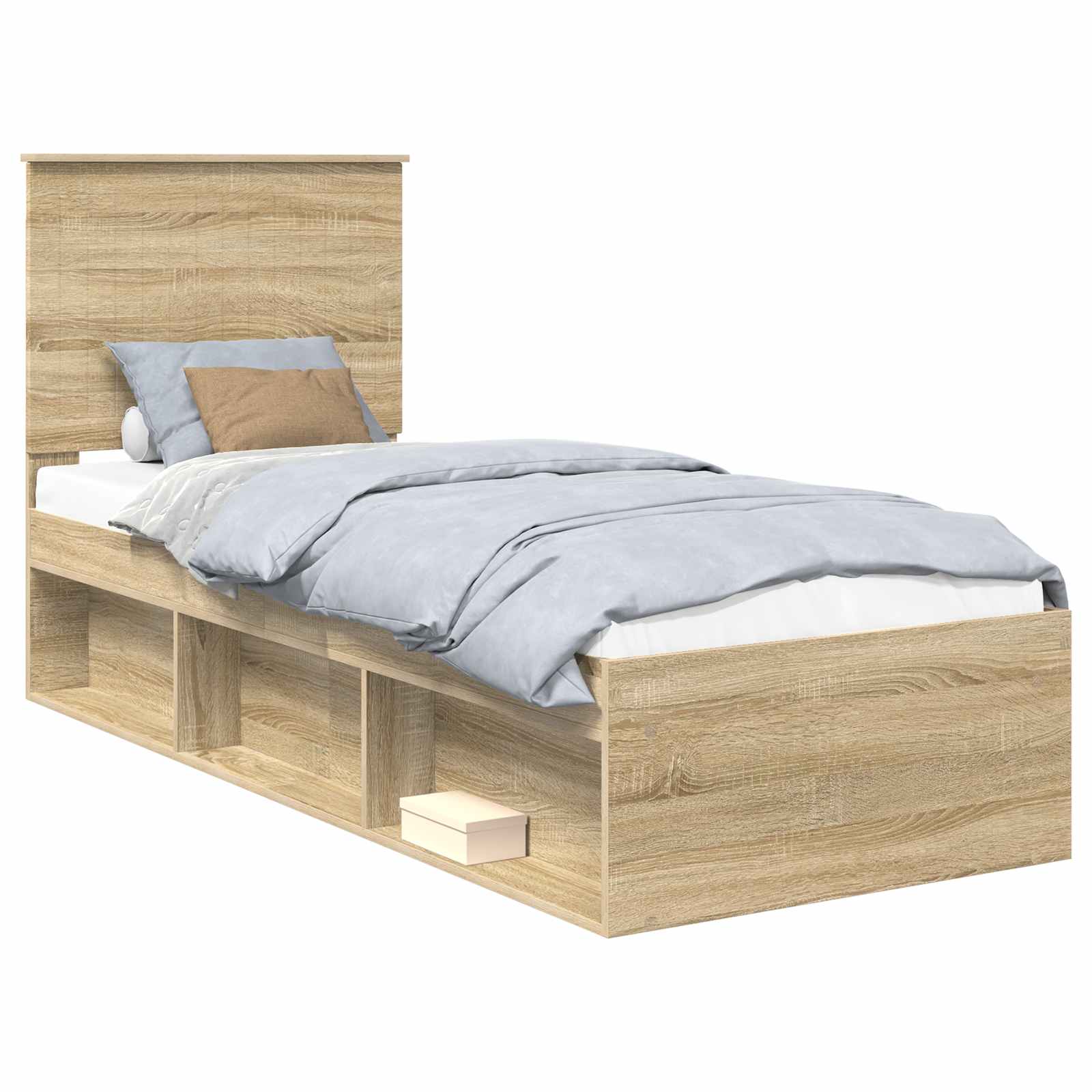 Sängram med huvudgavel Sonoma-ek 75 x 190 cm Massiv furu