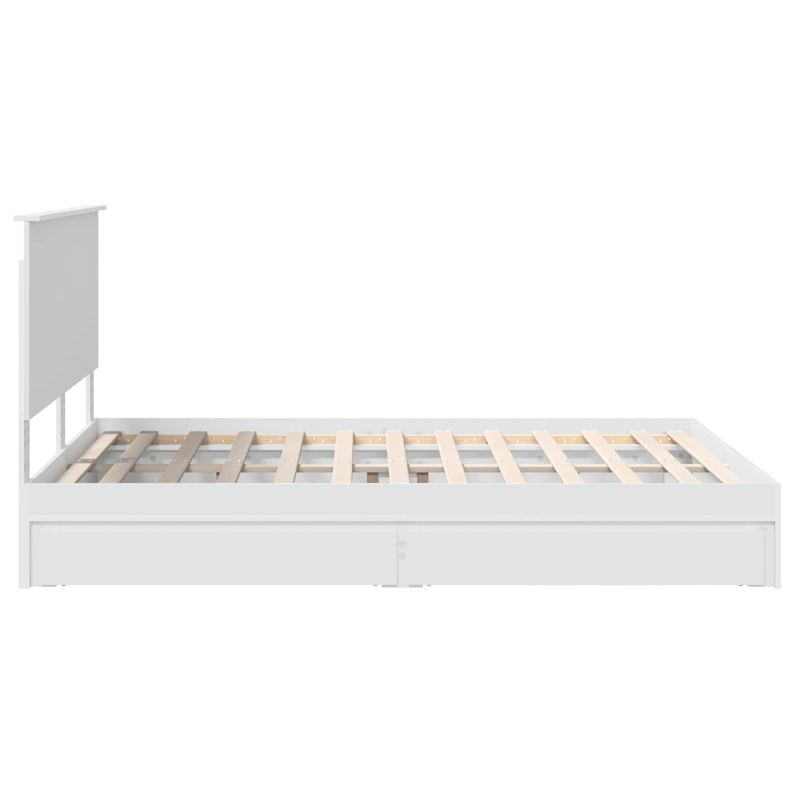 Förvaringssäng med huvudgavel Vit 150 x 200 cm Konstruerat trä