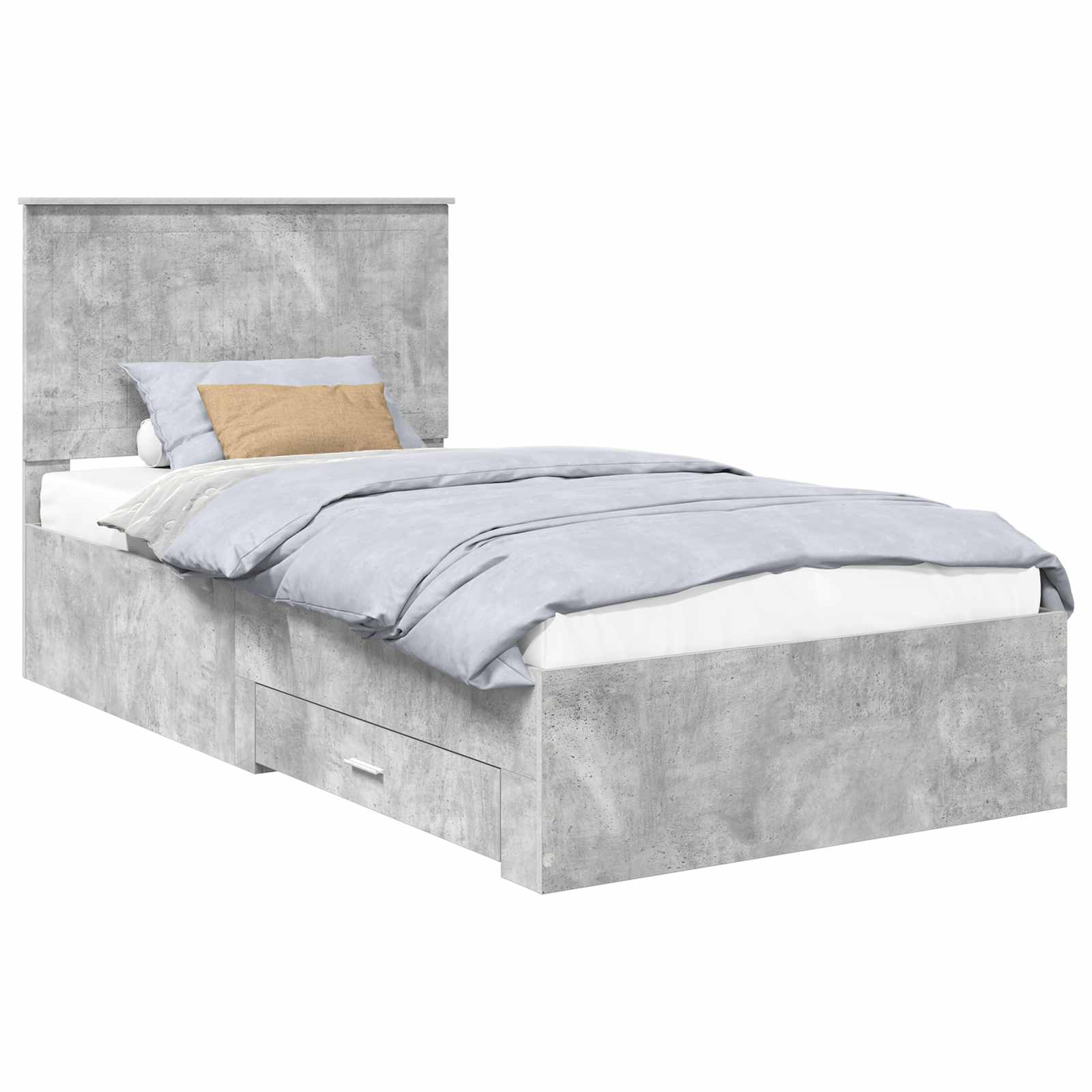 Sängram med låda Betonggrå 100 x 200 cm Konstruerat trä