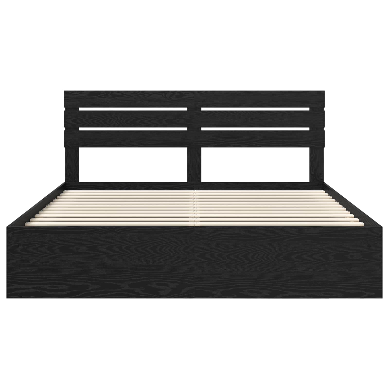 Sängram med huvudgavel Svart 200 x 200 cm Massiv furu