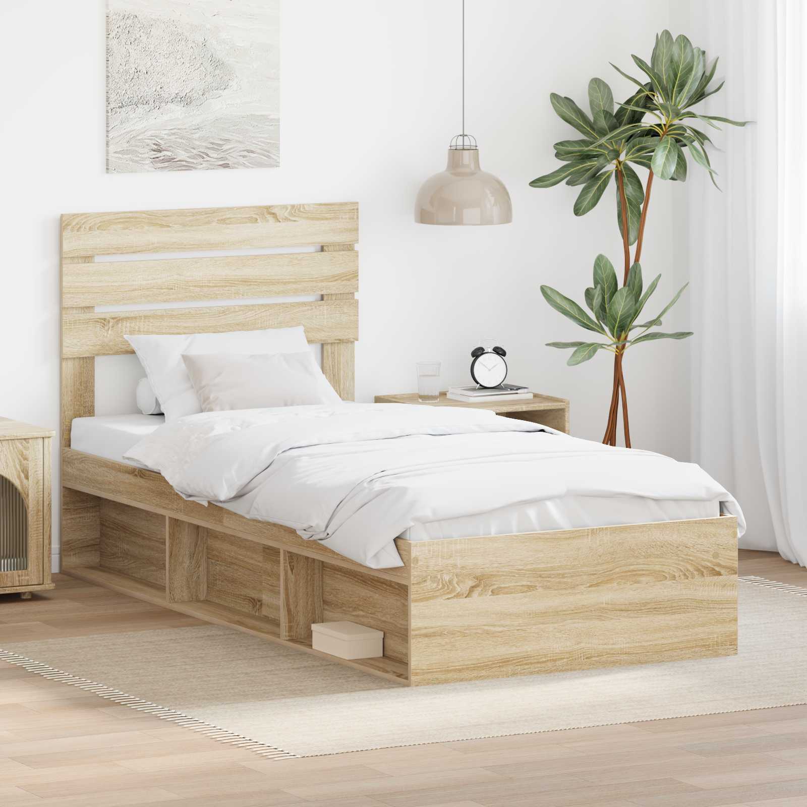 Sängram med huvudgavel Sonoma 90 x 190 cm Massiv furu