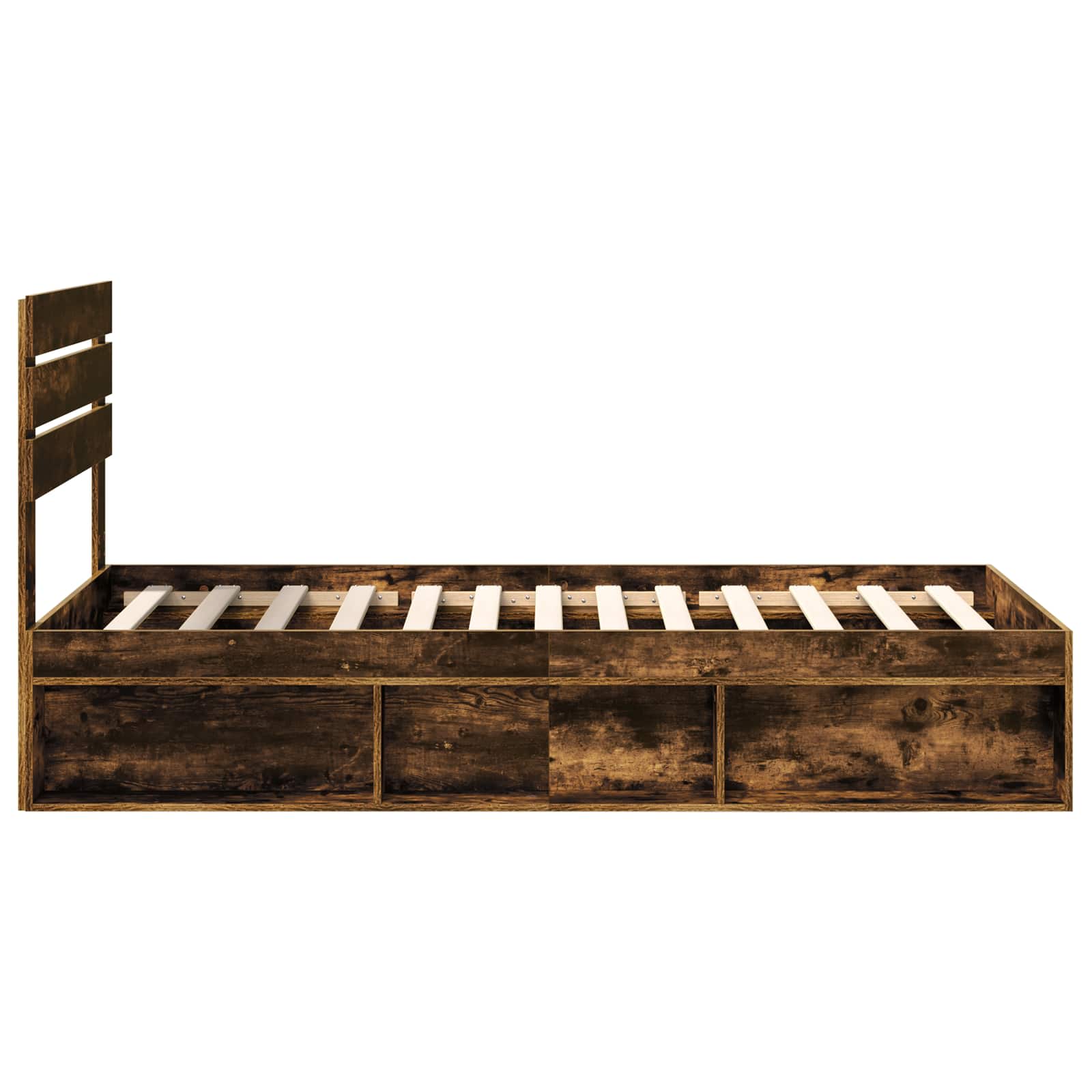 Sängram med huvudgavel Rökt ek 90 x 190 cm Massiv furu