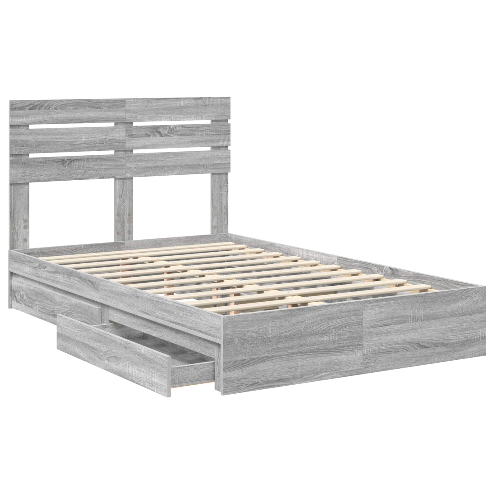 Förvaringssäng med låda Grå Sonoma 120 x 200 cm Konstruerat trä