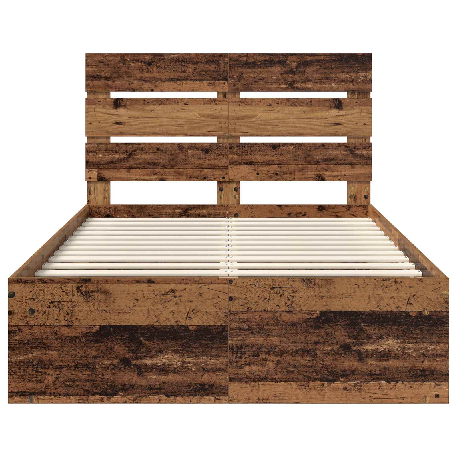 Sängram med huvudgavel Gammalt trä 120 x 190 cm Massiv furu