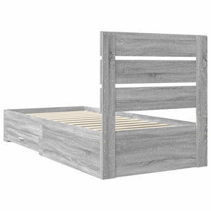 Sängram Grå Sonoma och Silver 75 x 190 cm Konstruerat trä