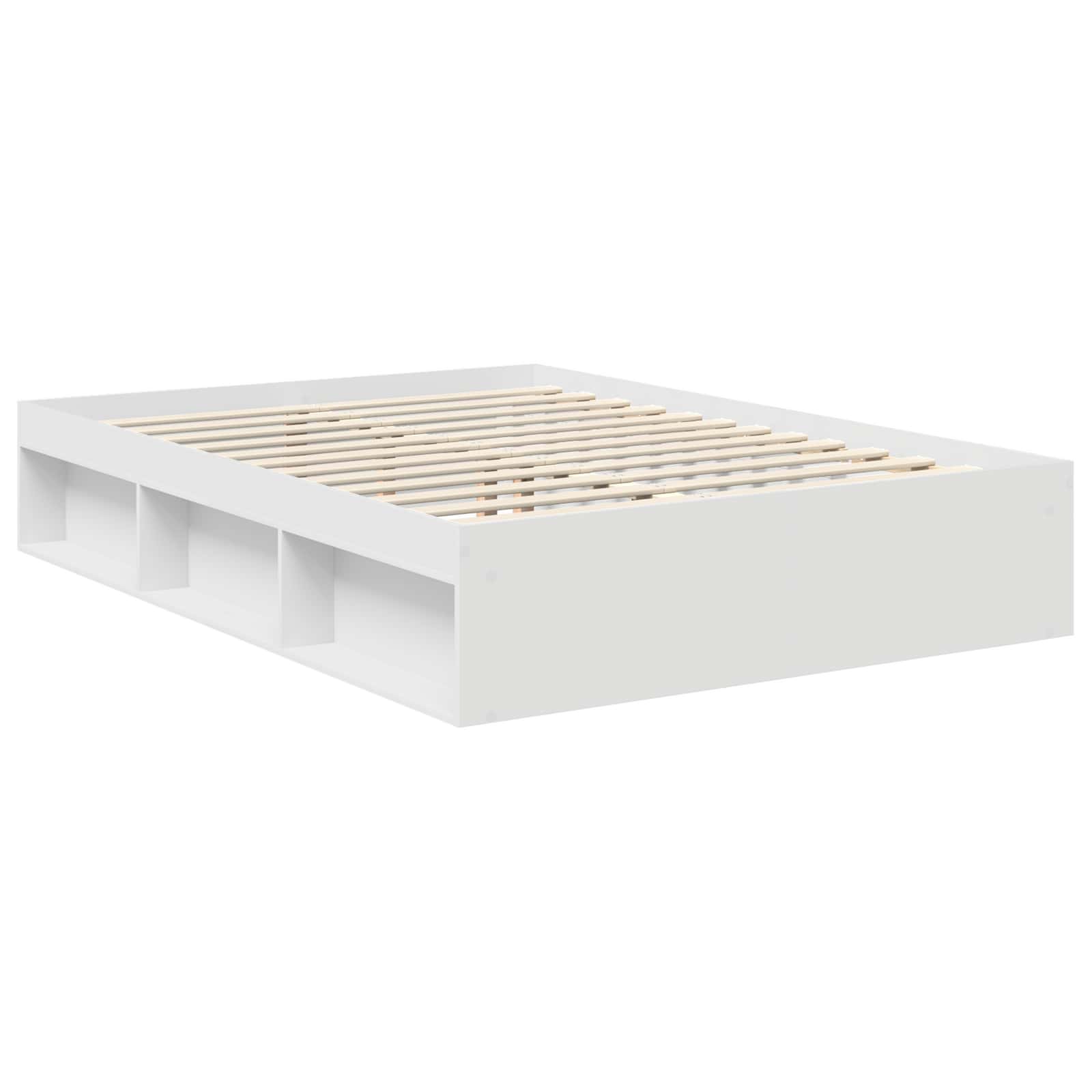 Sängram med huvudgavel Vit 140 x 200 cm Massiv furu
