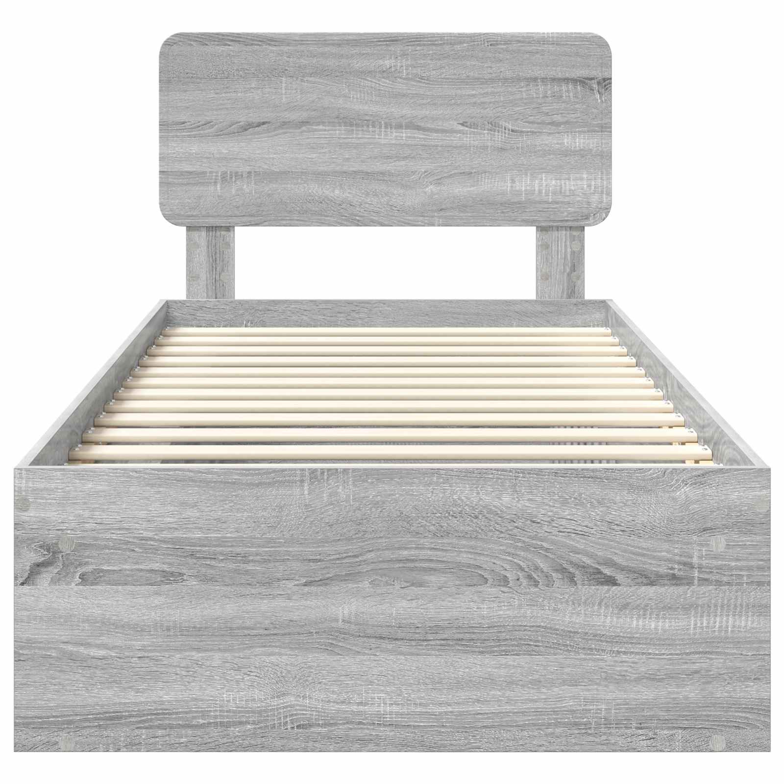 Sängram med huvudgavel Grå Sonoma 90 x 200 cm Massiv furu
