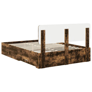 Sängram med huvudgavel Rökt ek 150 x 200 cm Konstruerat trä
