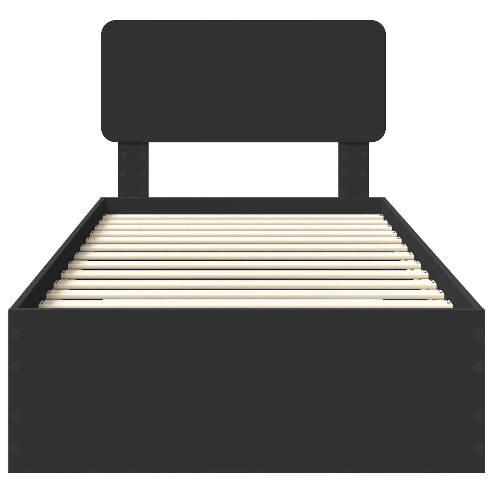 Sängram med huvudgavel Svart 75 x 190 cm Konstruerat trä