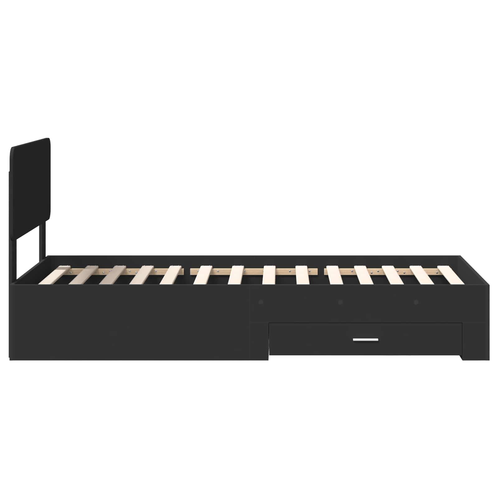 Sängram med huvudgavel Svart 75 x 190 cm Konstruerat trä