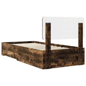 Sängram med huvudgavel Rökt ek 75 x 190 cm Konstruerat trä