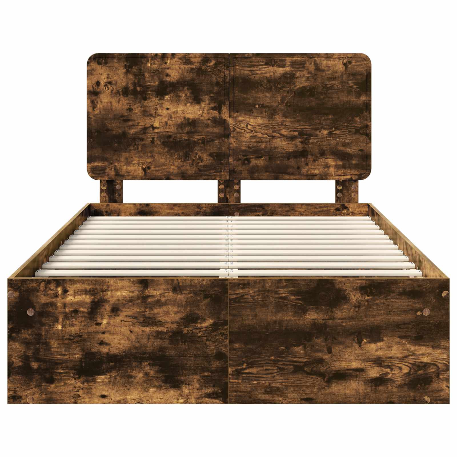 Sängram med huvudgavel Rökt ek 135 x 190 cm Massiv furu