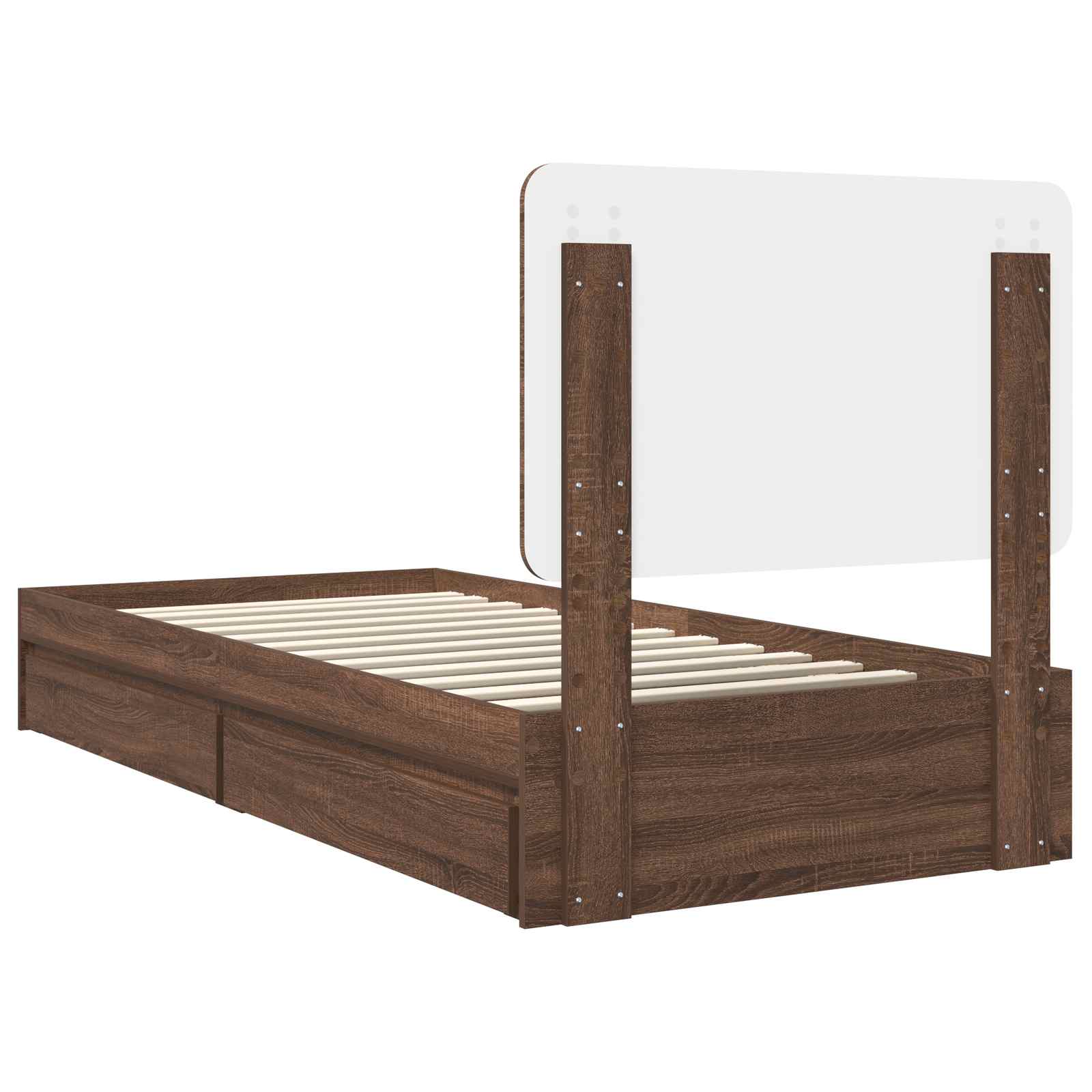Förvaringssäng med låda Brun Ek 75 x 190 cm Konstruerat trä