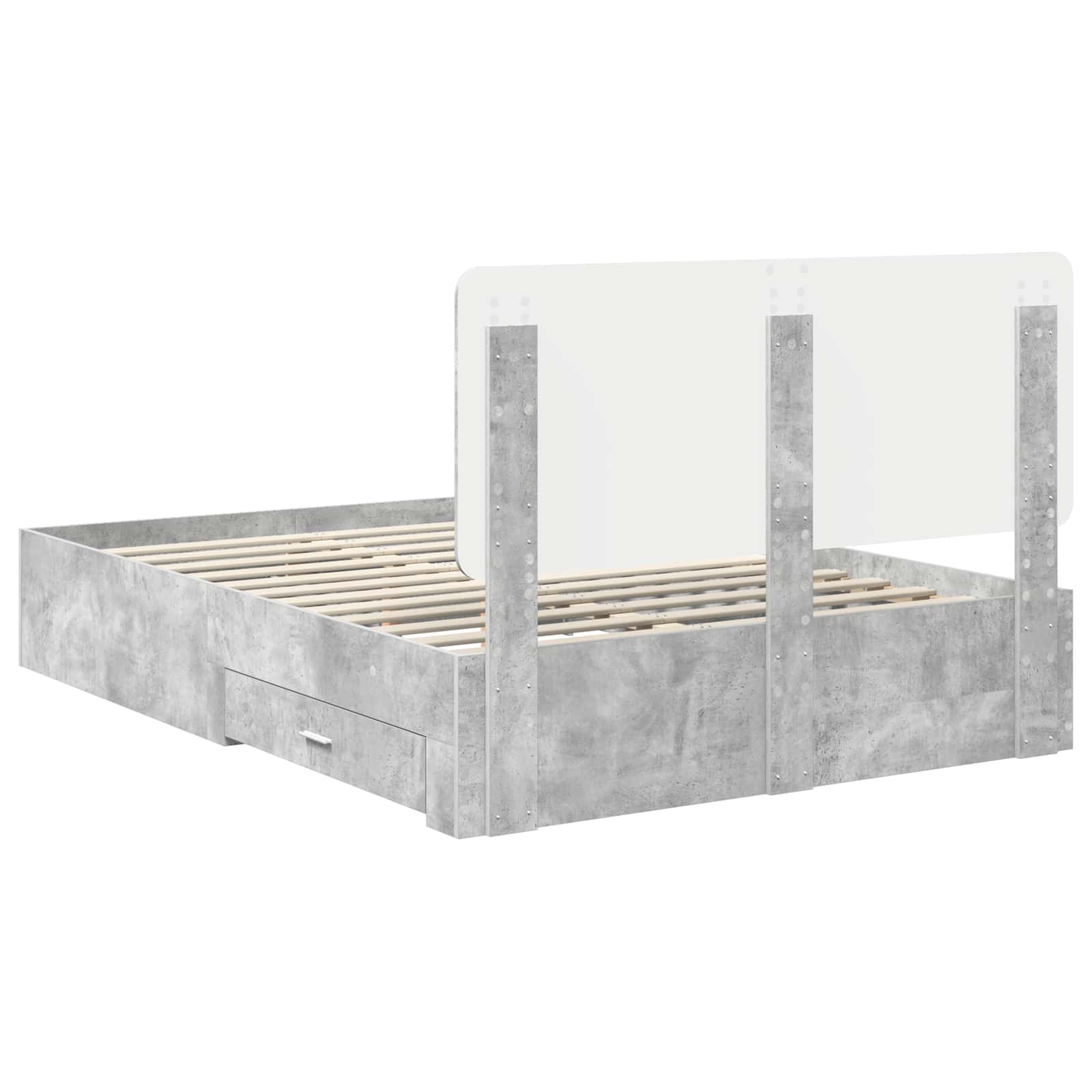 Sängram med huvudgavel Betonggrå 140 x 200 cm Konstruerat trä