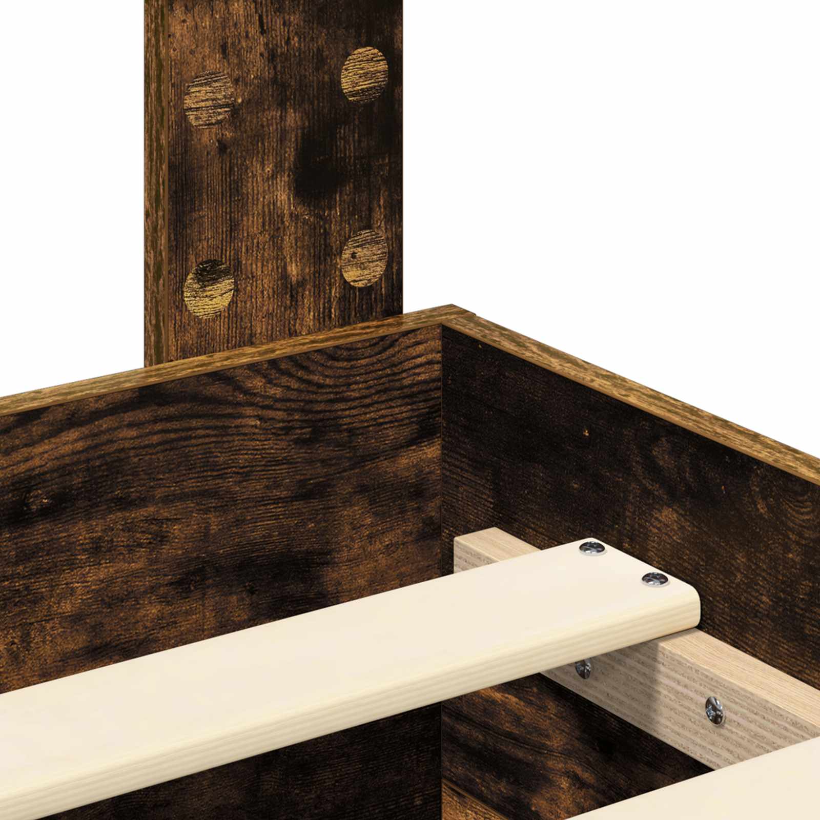 Sängram med huvudgavel Rökt ek 135 x 190 cm Konstruerat trä