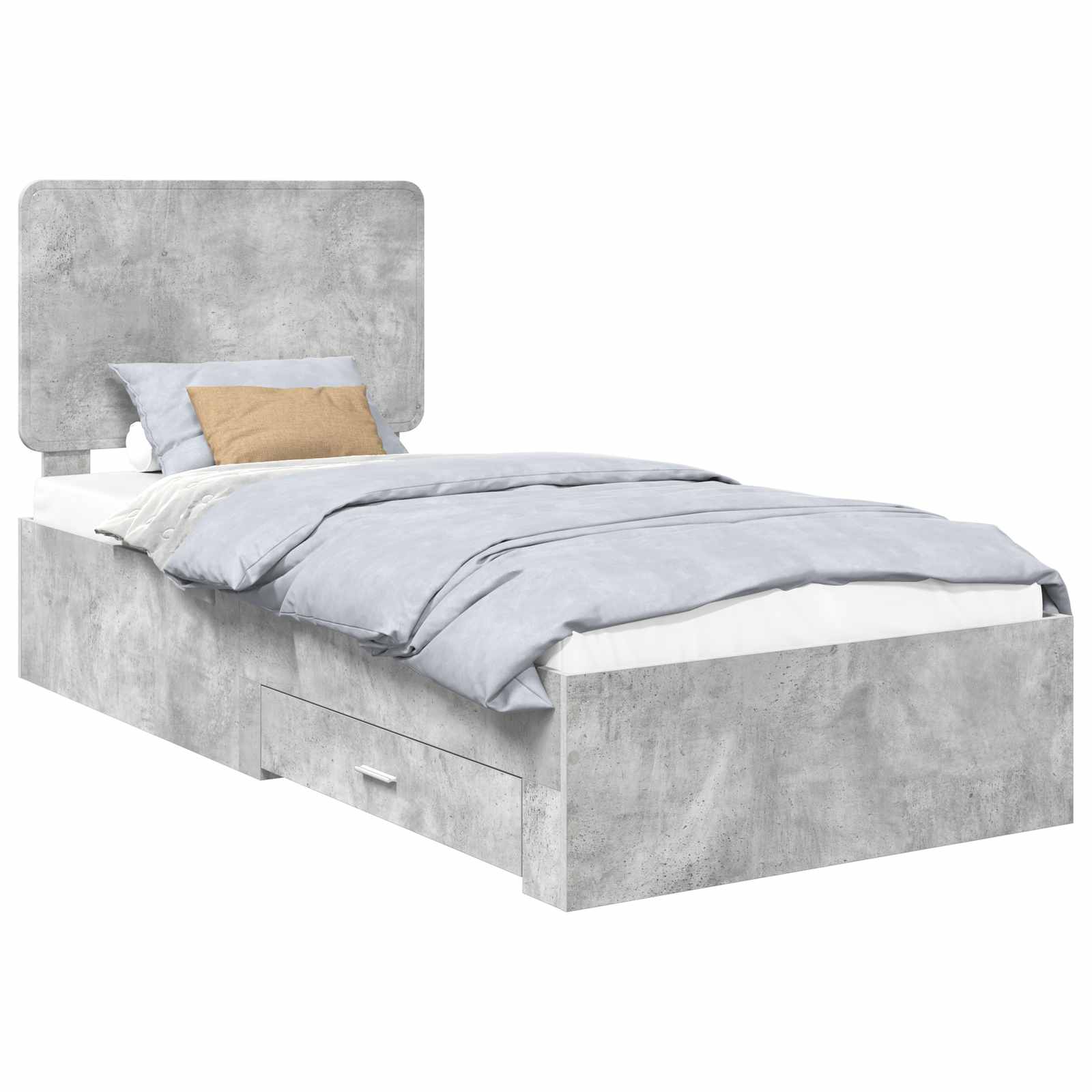 Sängram med låda Betonggrå 100 x 200 cm Konstruerat trä