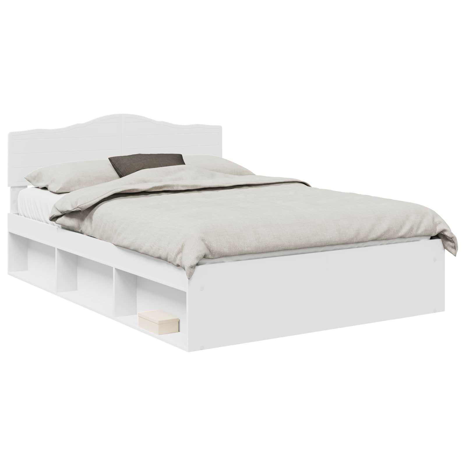 Sängram med huvudgavel Vit 160 x 200 cm Massiv furu