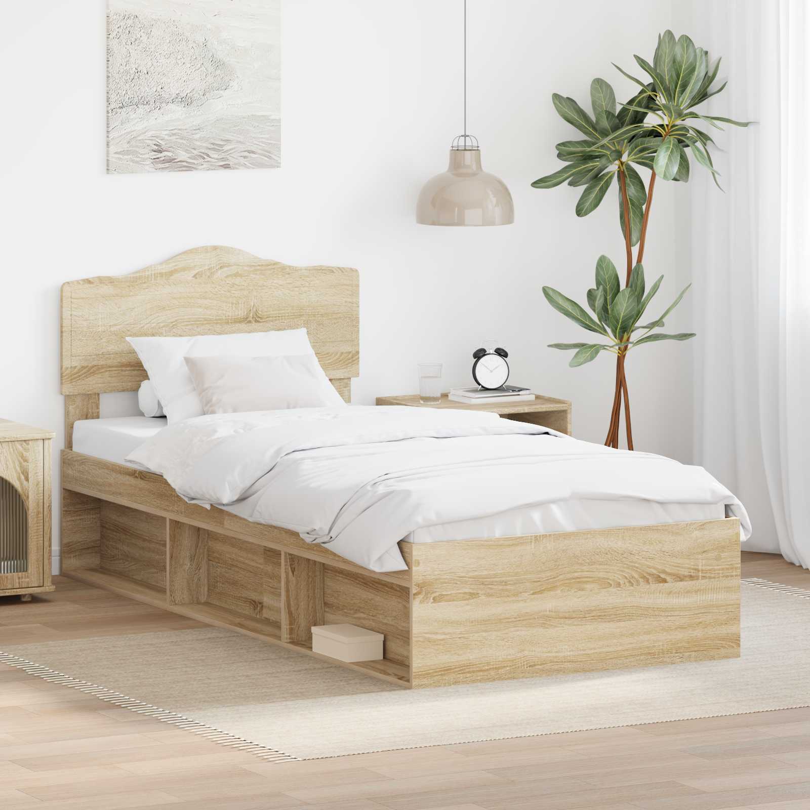Sängram med huvudgavel Sonoma 90 x 190 cm Massiv furu