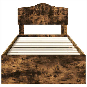 Sängram med huvudgavel Rökt ek 100 x 200 cm Konstruerat trä