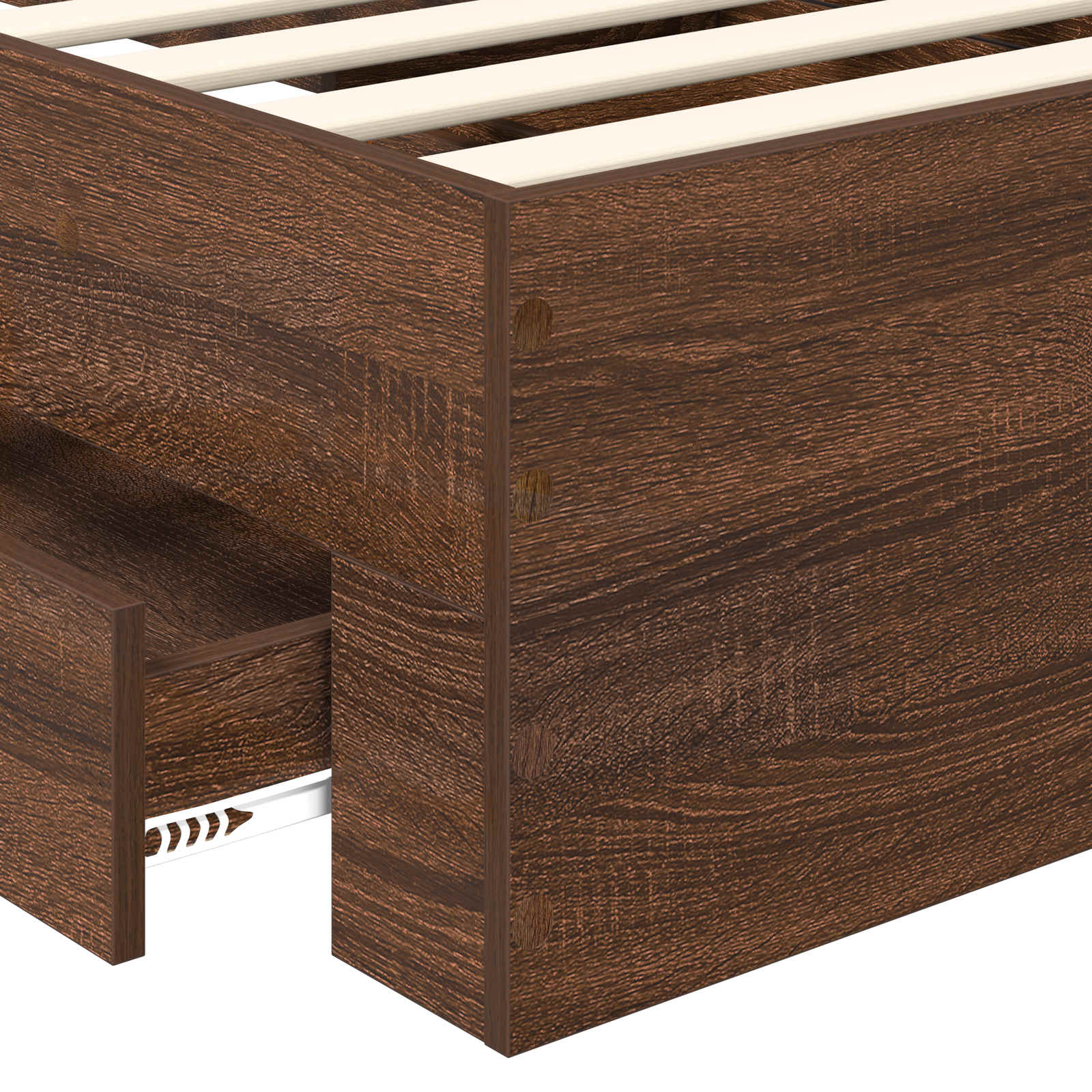 Sängram med huvudgavel Brun Ek 75 x 190 cm Konstruerat trä