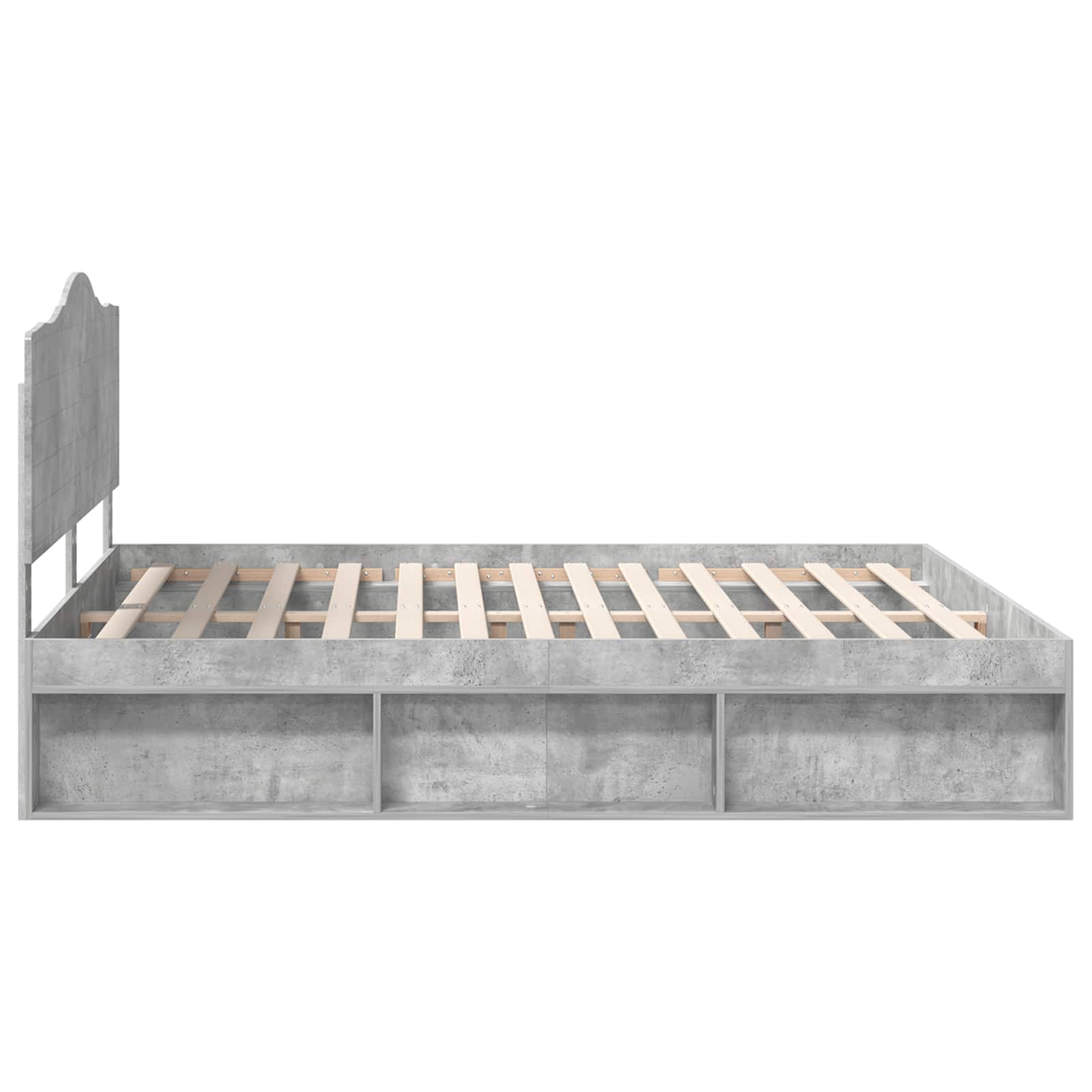 Sängram med huvudgavel Betong 200 x 200 cm Massiv furu