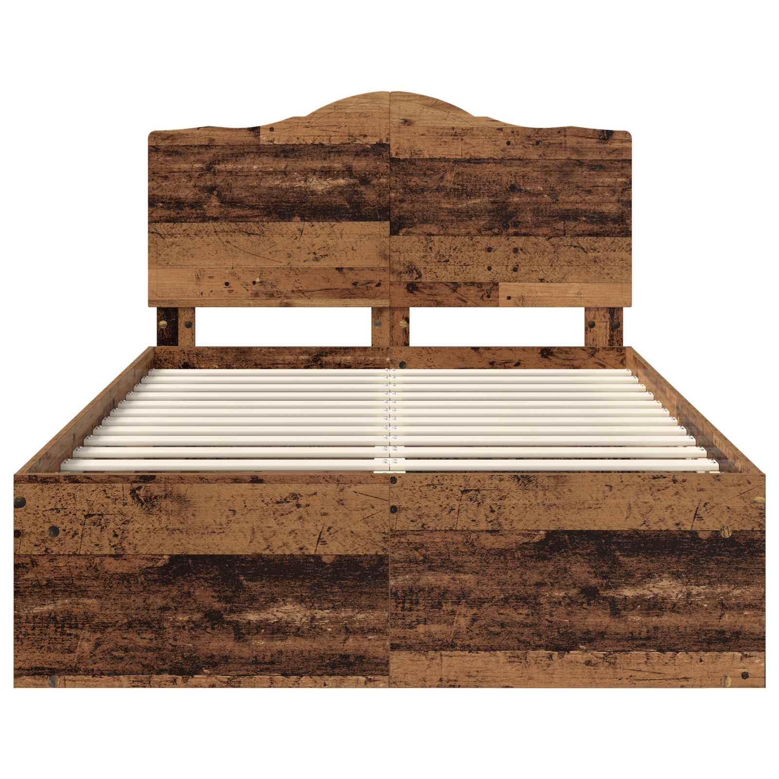 Sängram med huvudgavel Gammalt trä 135 x 190 cm Massiv furu