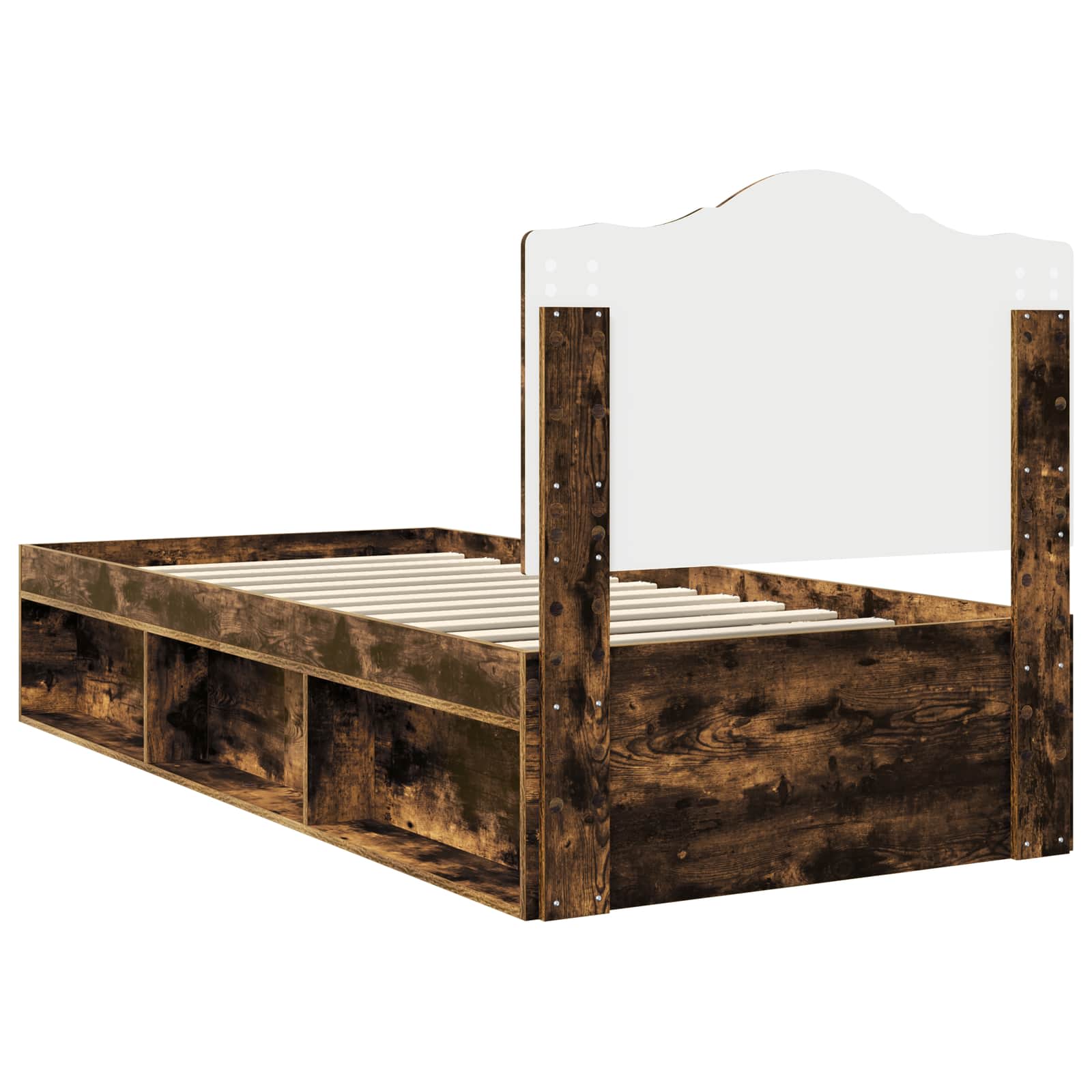 Sängram med huvudgavel Rökt ek 90 x 190 cm Massiv furu