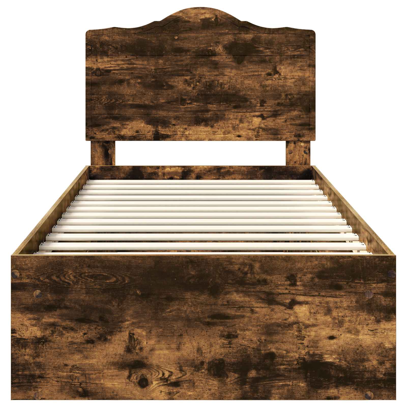 Sängram med huvudgavel Rökt ek 90 x 190 cm Massiv furu