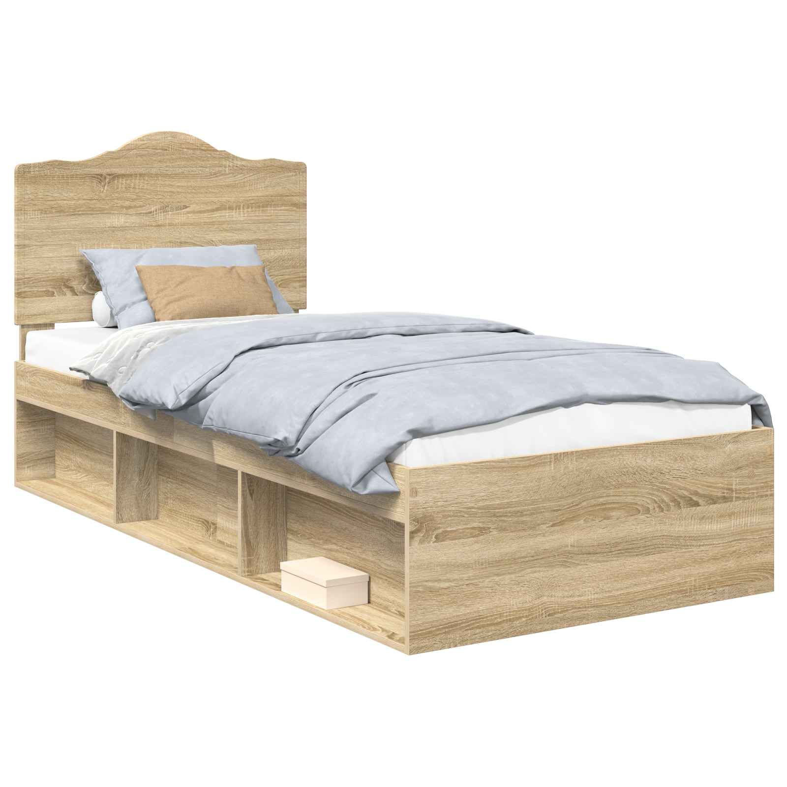 Sängram med huvudgavel Sonoma-ek 75 x 190 cm Massiv furu