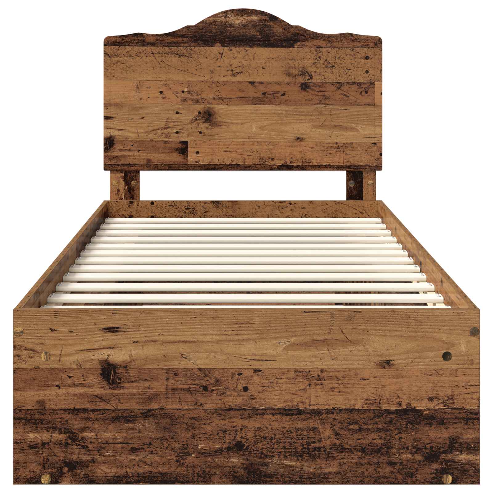 Sängram med huvudgavel Gammalt trä 75 x 190 cm Massiv furu