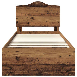 Sängram med huvudgavel Gammalt trä 75 x 190 cm Massiv furu