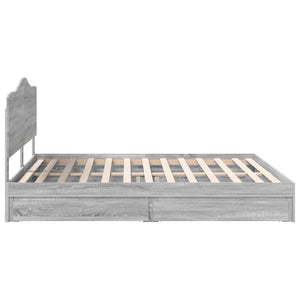 Förvaringssäng med låda Grå Sonoma 180 x 200 cm Konstruerat trä