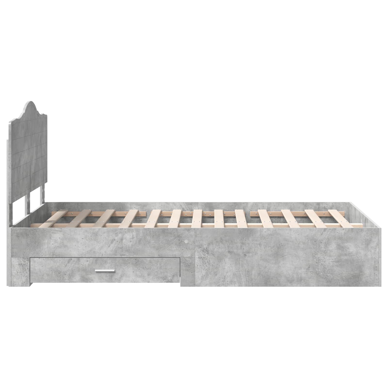 Sängram med huvudgavel Betonggrå 120 x 190 cm Konstruerat trä