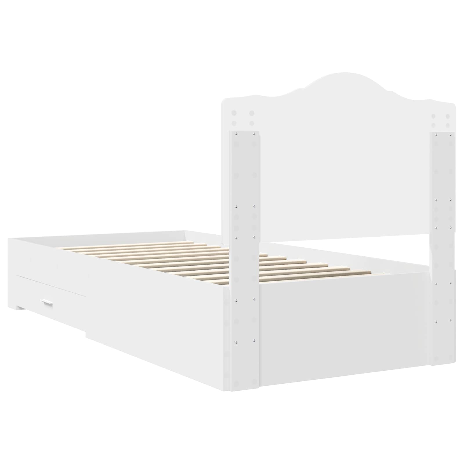 Sängram med huvudgavel med låda Vit 90 x 190 cm Konstruerat trä