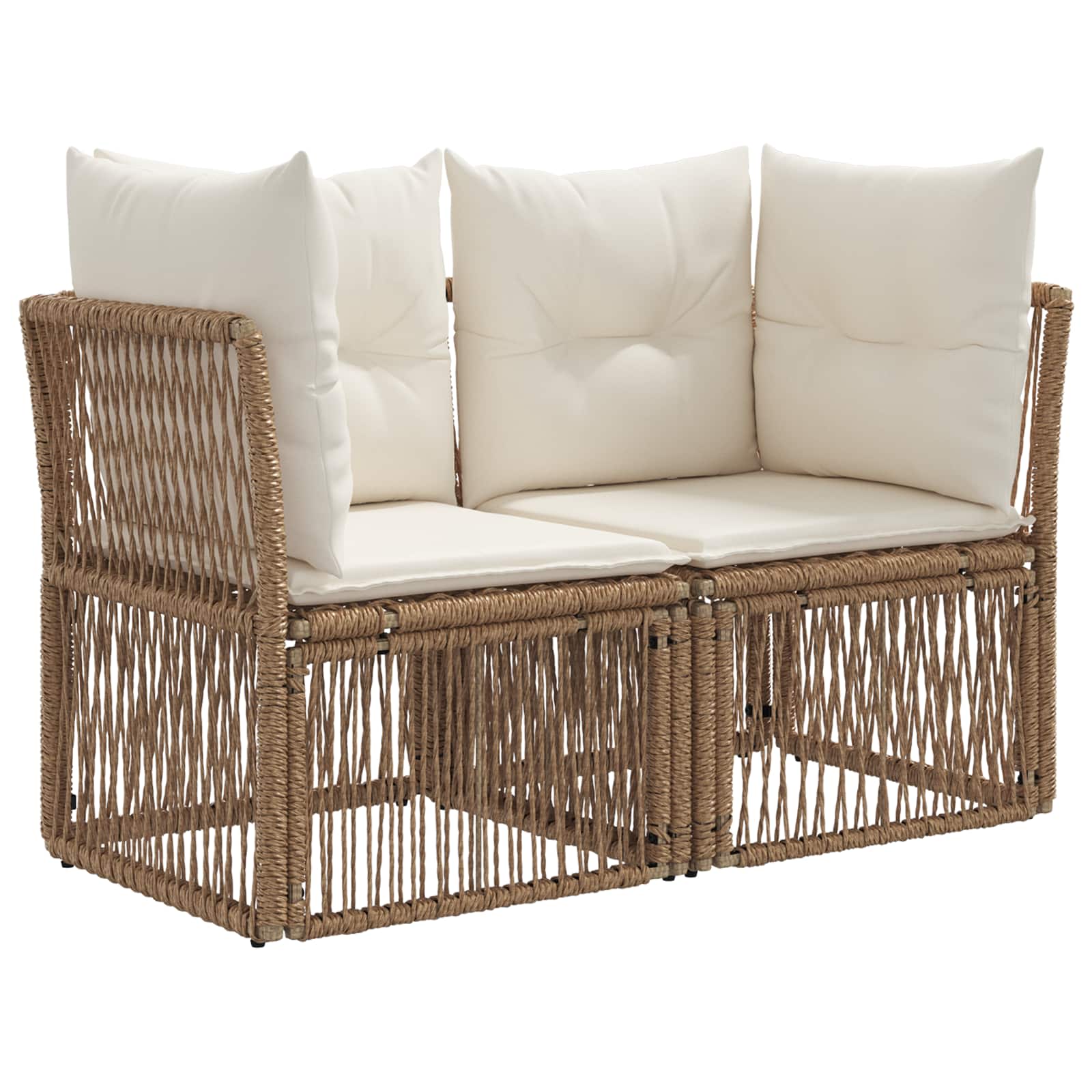 Trädgårdsoffa 2-Antal sittplatser Beige konstrotting