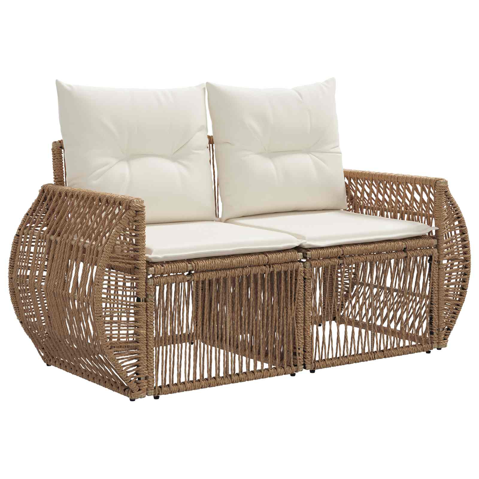 Trädgårdsoffa 2-Antal sittplatser Beige konstrotting