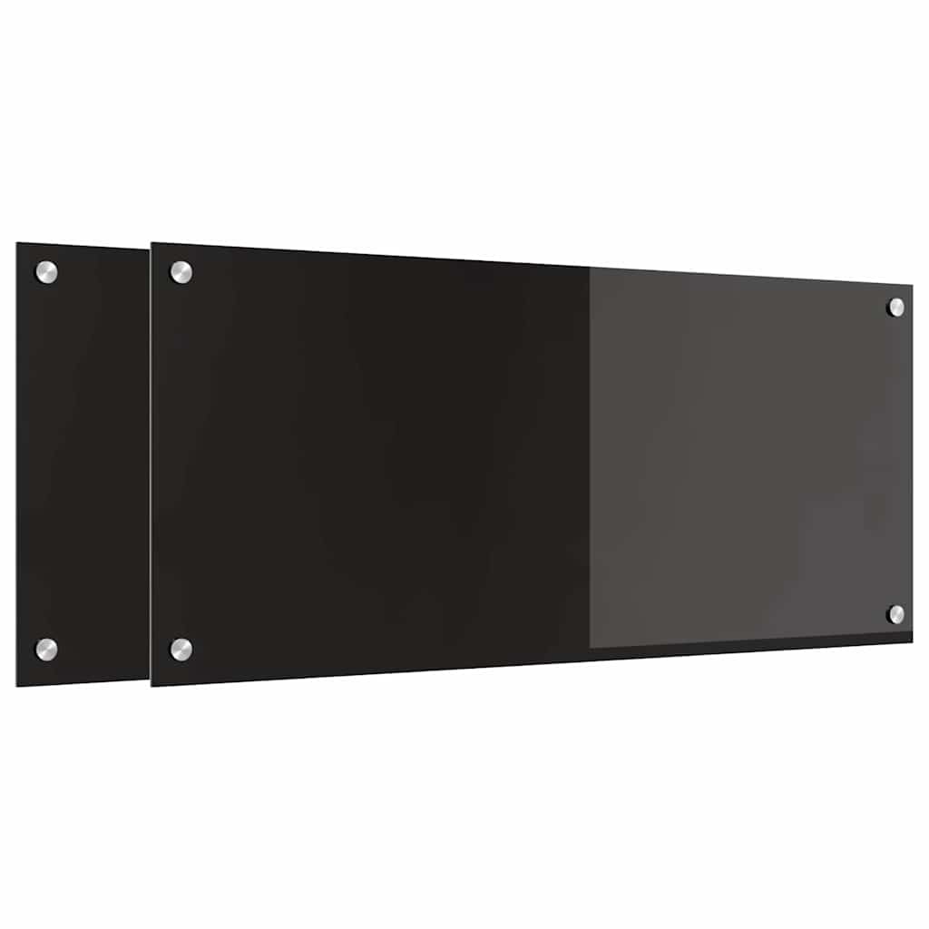 Köksplånbak 2 pcs Svart 90 x 40 cm härdat glas