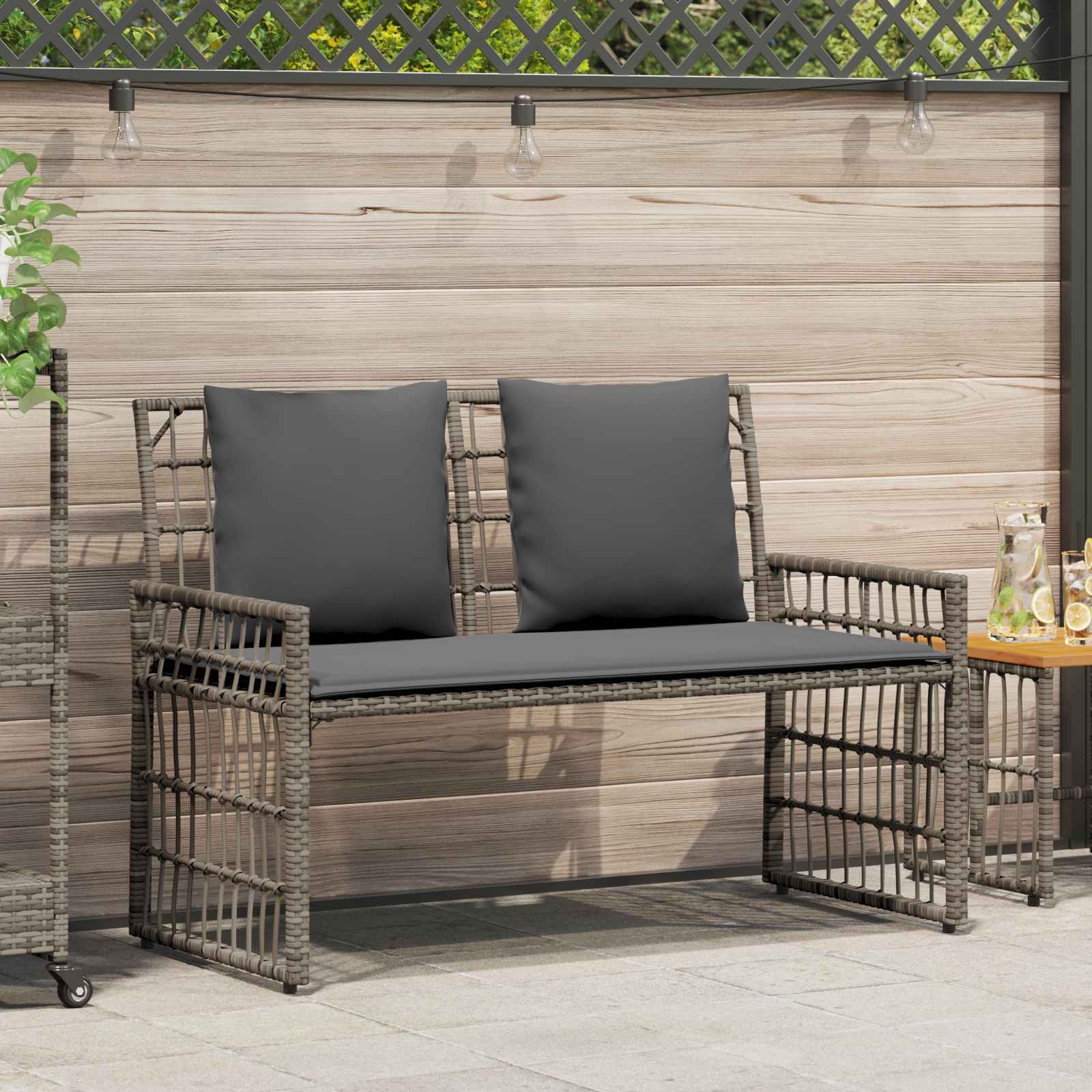 Utomhusbänk 2 -Seater 116 x 55 x 82 cm Stål och poly rattan