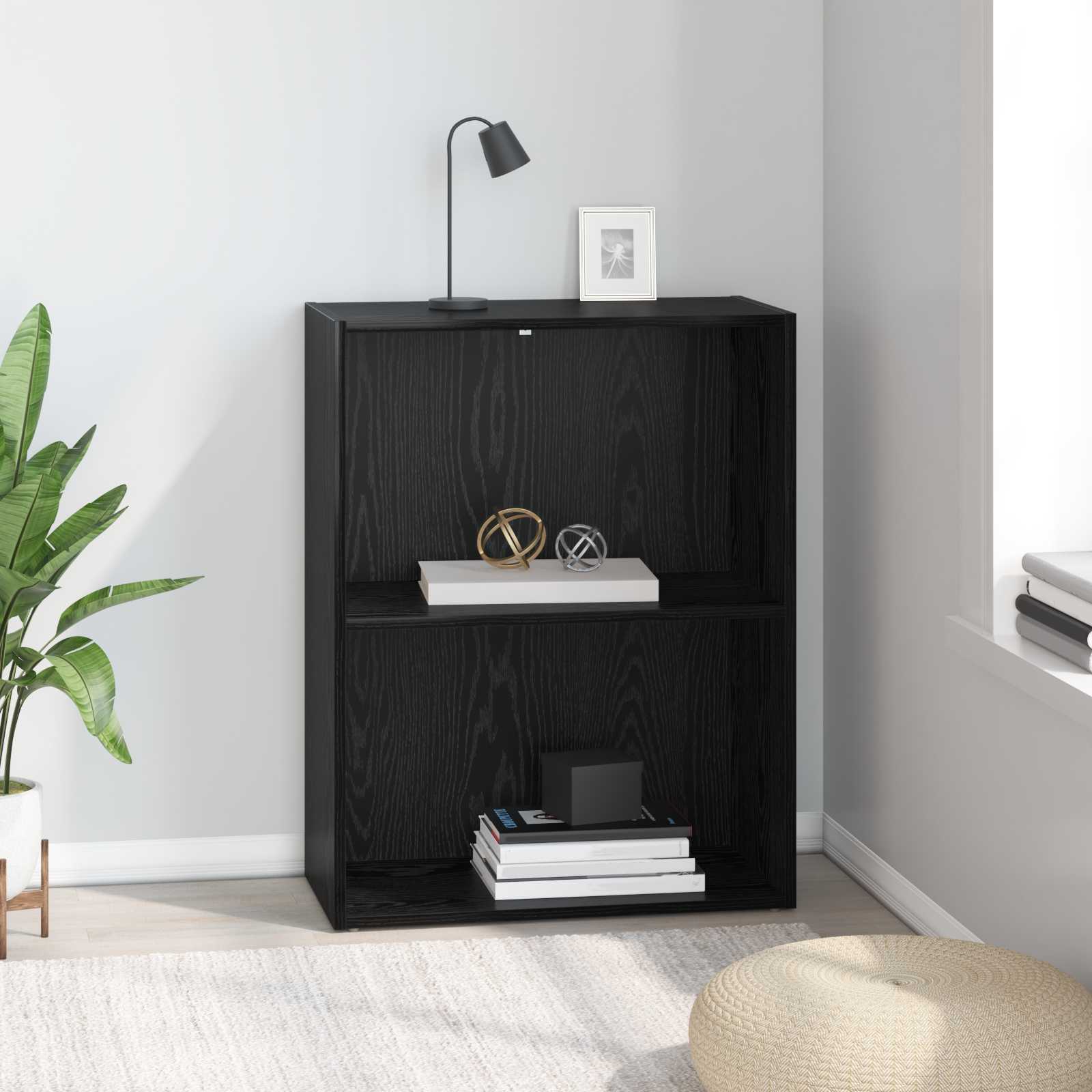 Hyllsystem 60 x 30 x 76.5 cm Konstruerat trä Svart Ek
