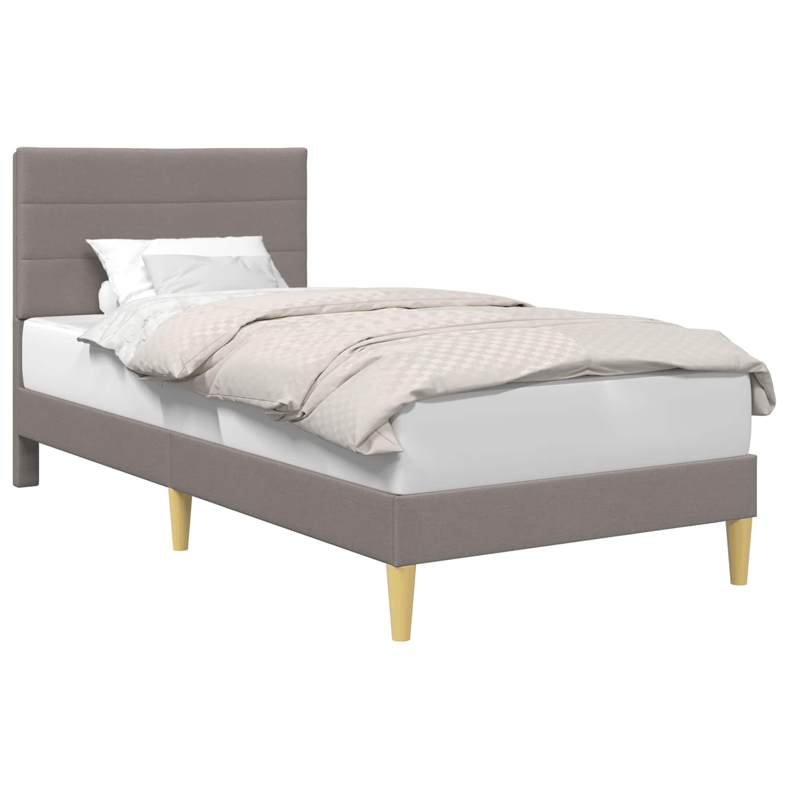 Sängram med huvudgavel Taupe 90 x 200 cm Tyg