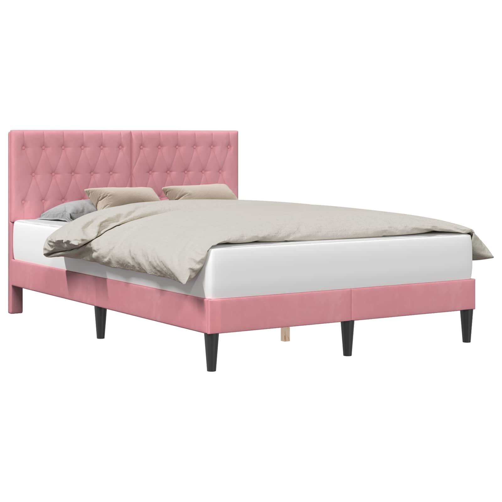 Sängram med huvudgavel Rosa 120 x 190 cm Sammet