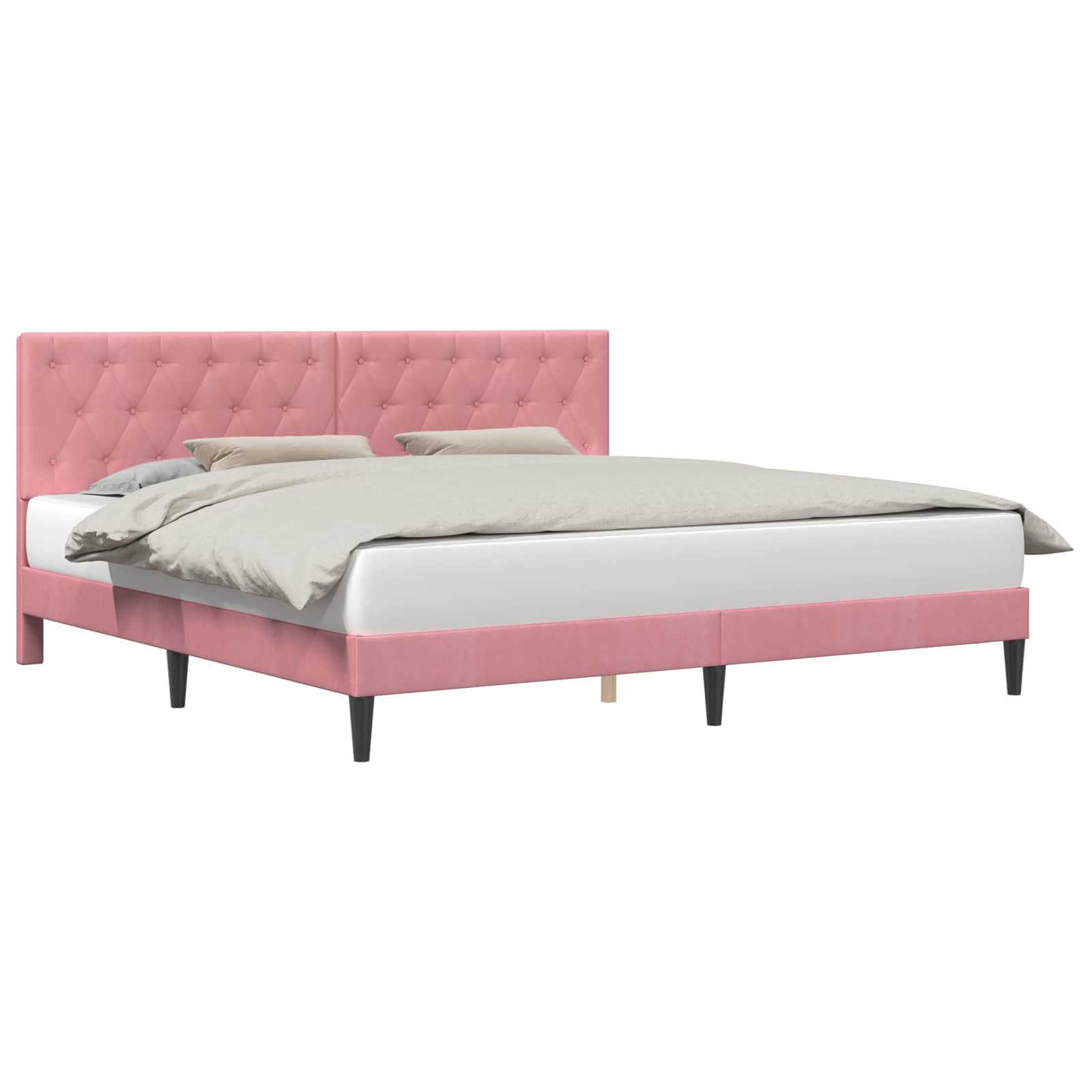 Sängram med huvudgavel Rosa 200 x 200 cm Sammet