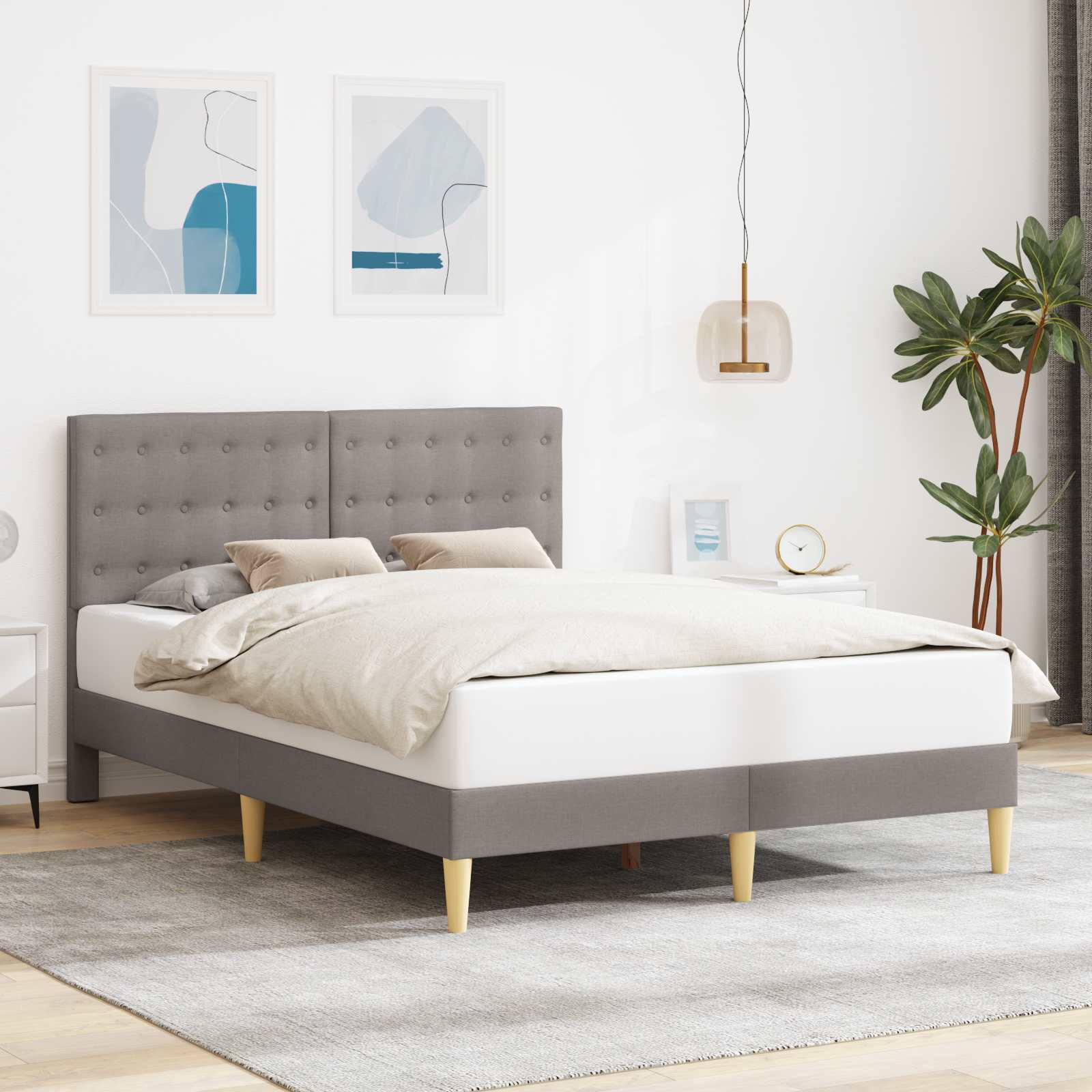 Sängram med huvudgavel Taupe 120 x 190 cm Tyg
