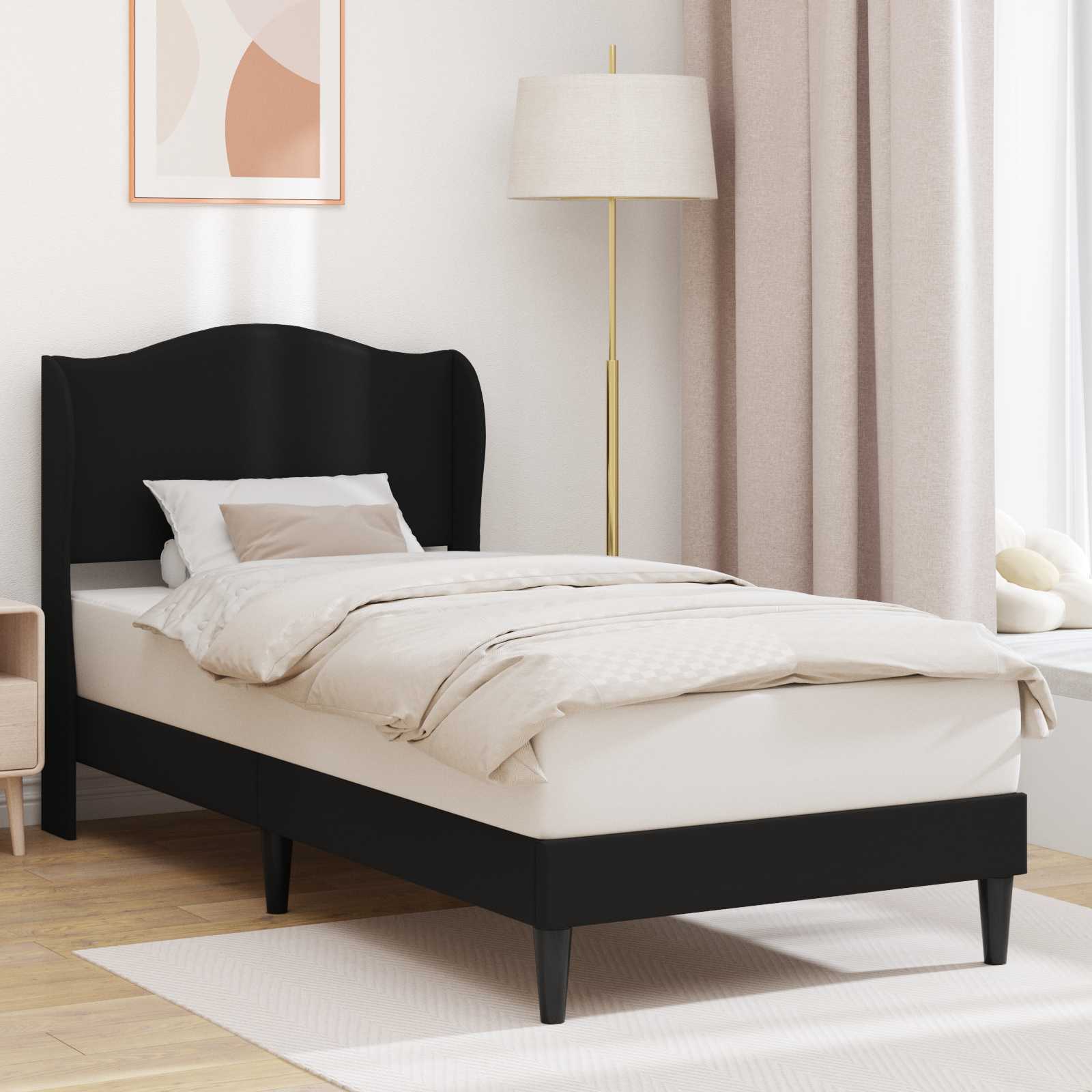 Sängram med huvudgavel Svart 80 x 200 cm Konstläder